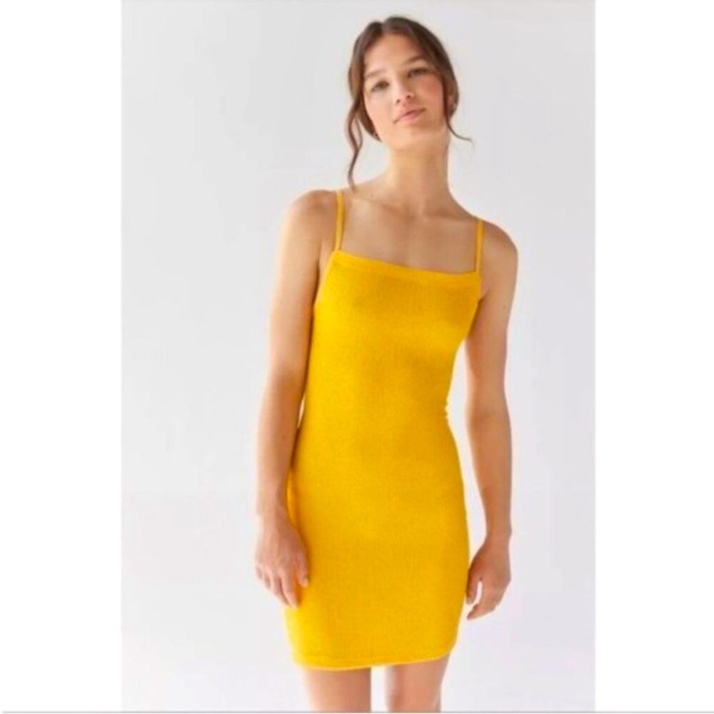 Urban Outfitters | Tyra Strappy Back Mini Dress Orange Textured Rib Knit Medium